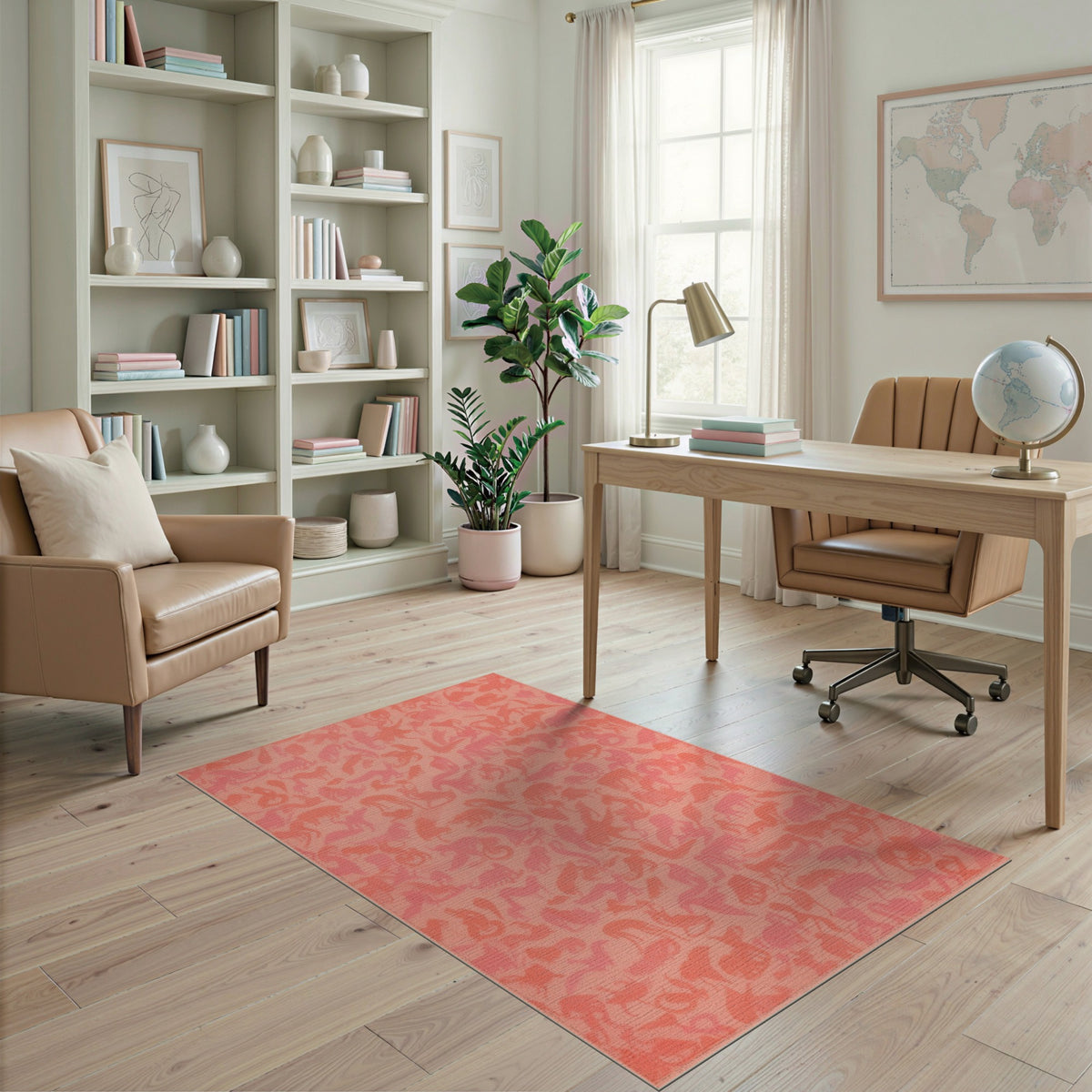 Orange Animal Silhouette Kids Area Rug