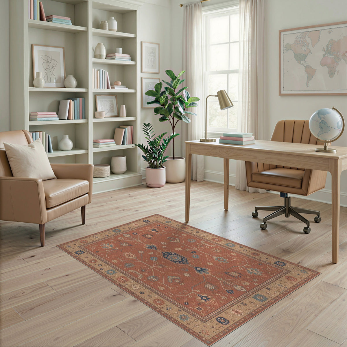 Red Traditional Persian Medallion Area Rug