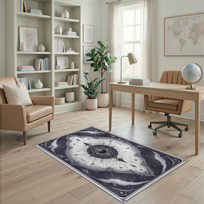 Geometric Modern Black and White Celestial Geometric Black White Area Rug