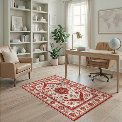 Red Persian Floral Medallion Area Rug