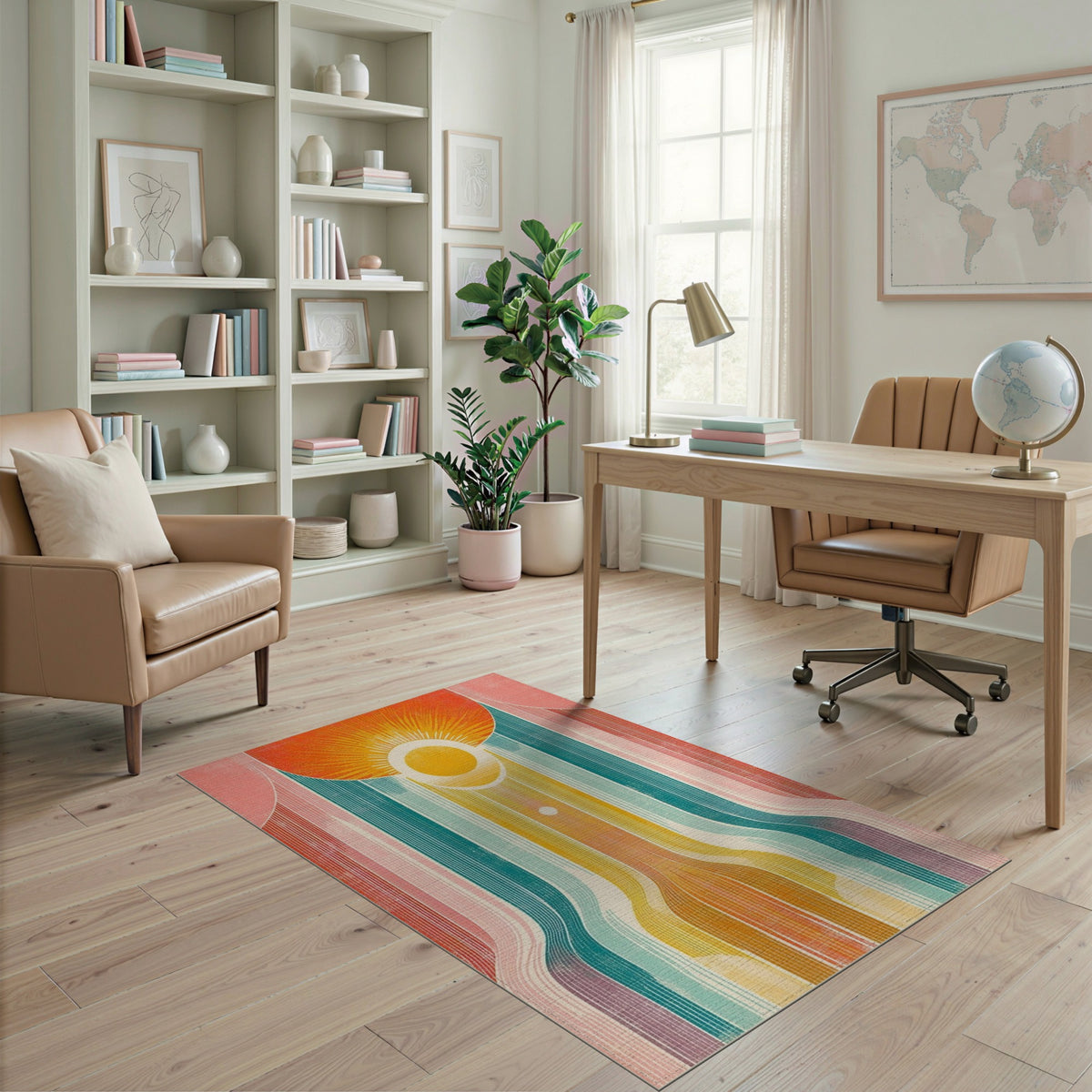 Vibrant Retro Sunburst Area Rug