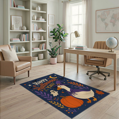 Purple Halloween Witch Duck Kids Area Rug