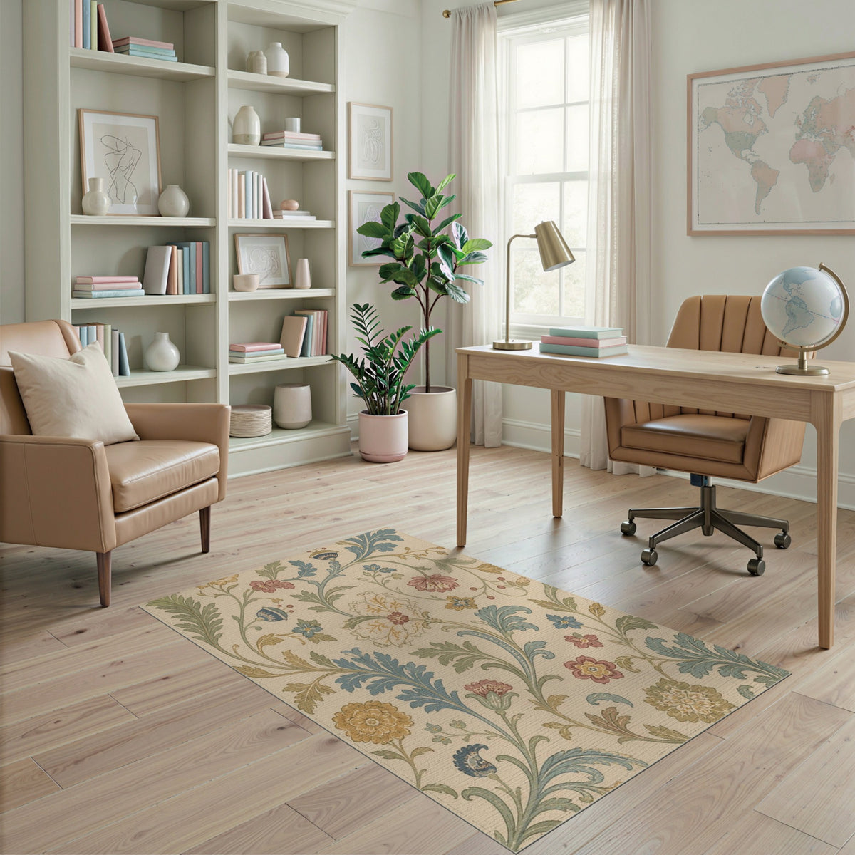 Vintage Floral Beige Area Rug