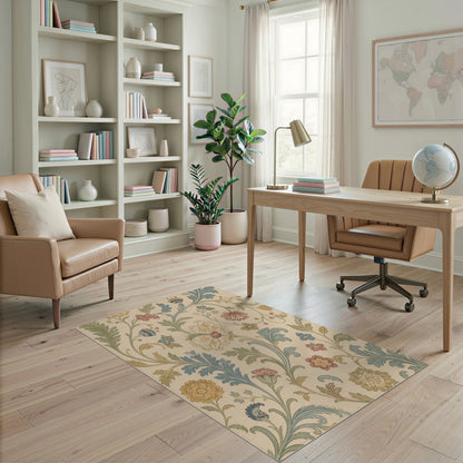 Vintage Floral Beige Area Rug
