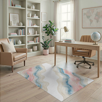 Pink Blue Wave Abstract Area Rug