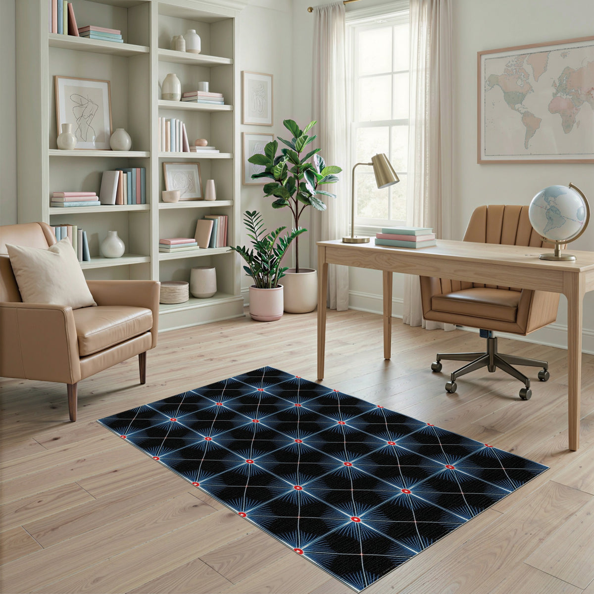 Multi-color and Patterns Blue Starburst Geometric Area Rug