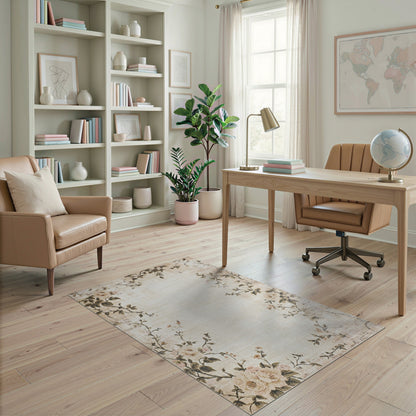 Beige Vintage Floral Area Rug