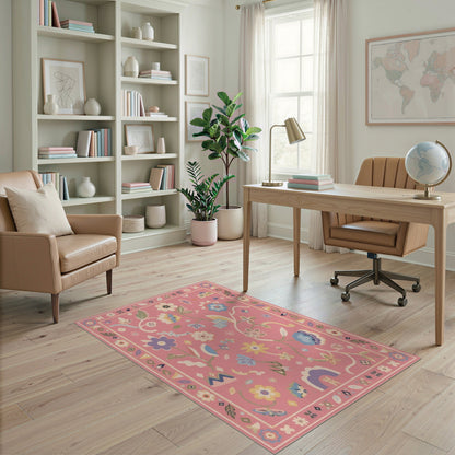 Pink Floral Vintage Area Rug