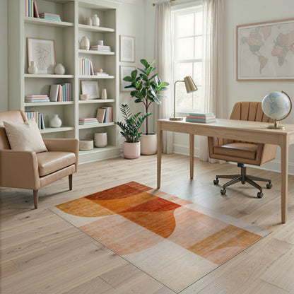 Orange Geometric Modern Area Rug