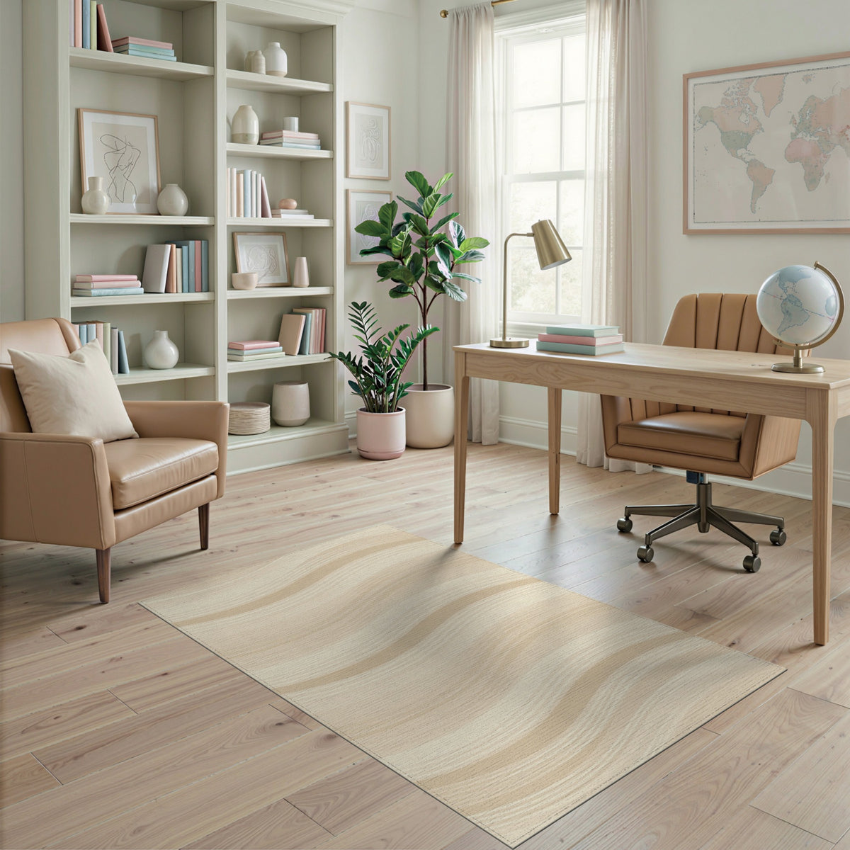 Beige Wavy Abstract No. 16 Area Rug