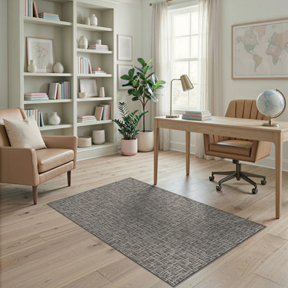 Grey Geometric Washable Geometric Modern Area Rug