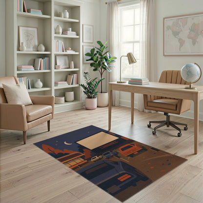 Retro Drive-In Movie Night Area Rug