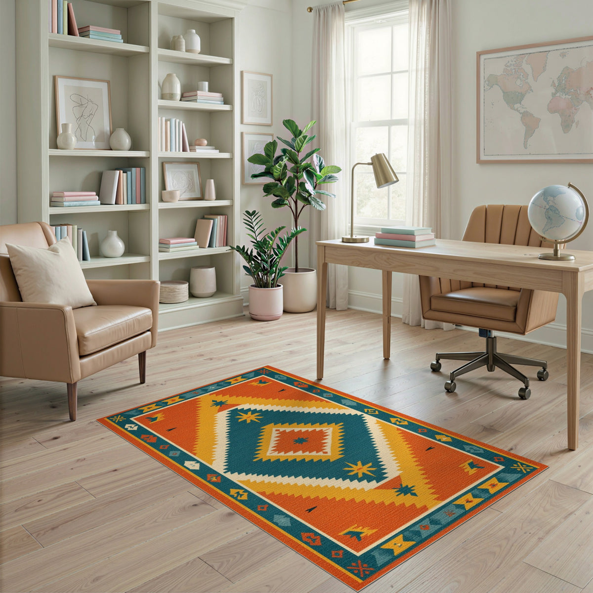 Southwestern Orange Geometric No. 10 Area Rug