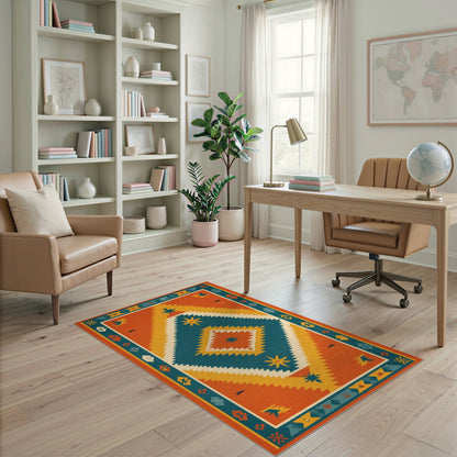 Southwestern Orange Geometric No. 10 Area Rug