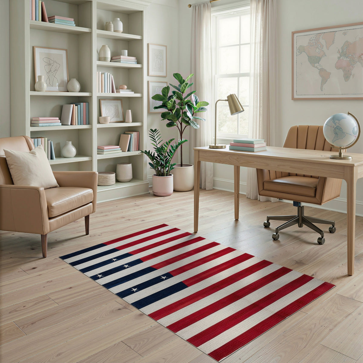 Multi-color and Patterns American Flag Washable Area Rug