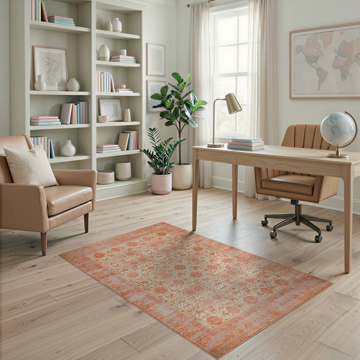 Orange Traditional Persian Medallion Rug