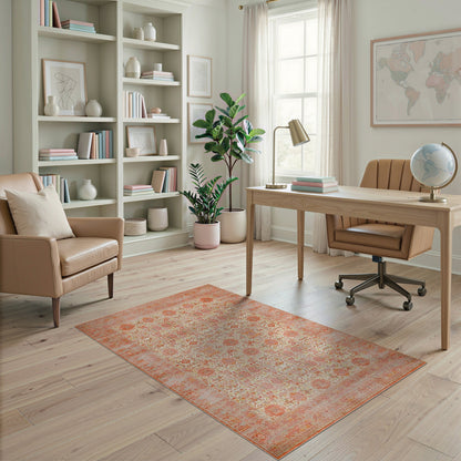 Orange Traditional Persian Medallion Rug