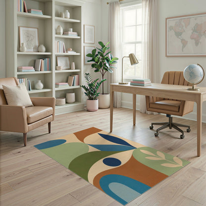Beige Abstract Area Rug with Organic Shapes