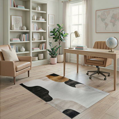 Abstract Organic Shapes Area Rug in Brown Tan