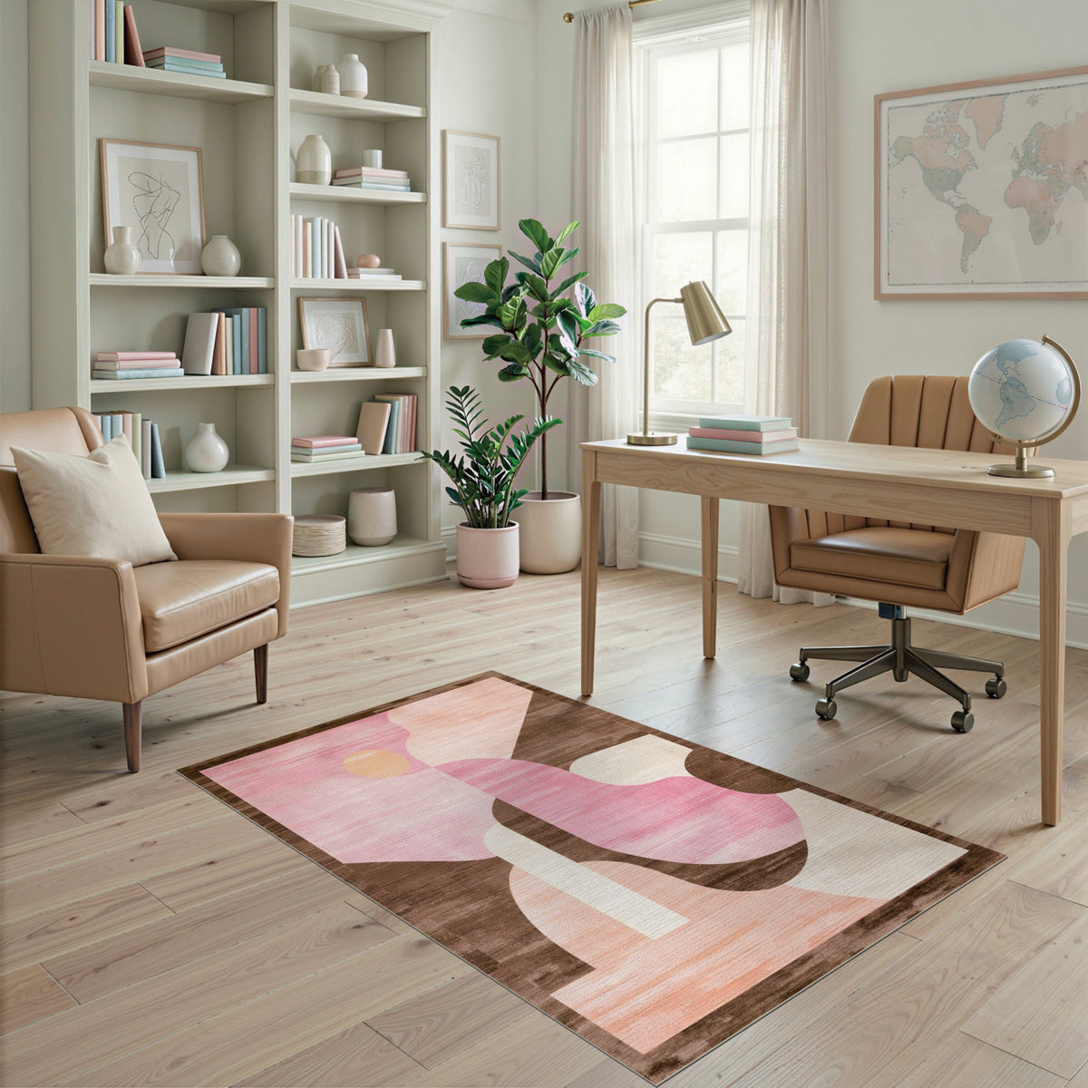 Blush Pink Abstract Area Rug
