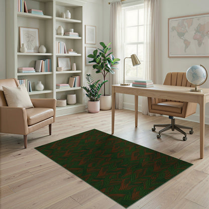 Geometric Modern Green Wavy Geometric Area Rug