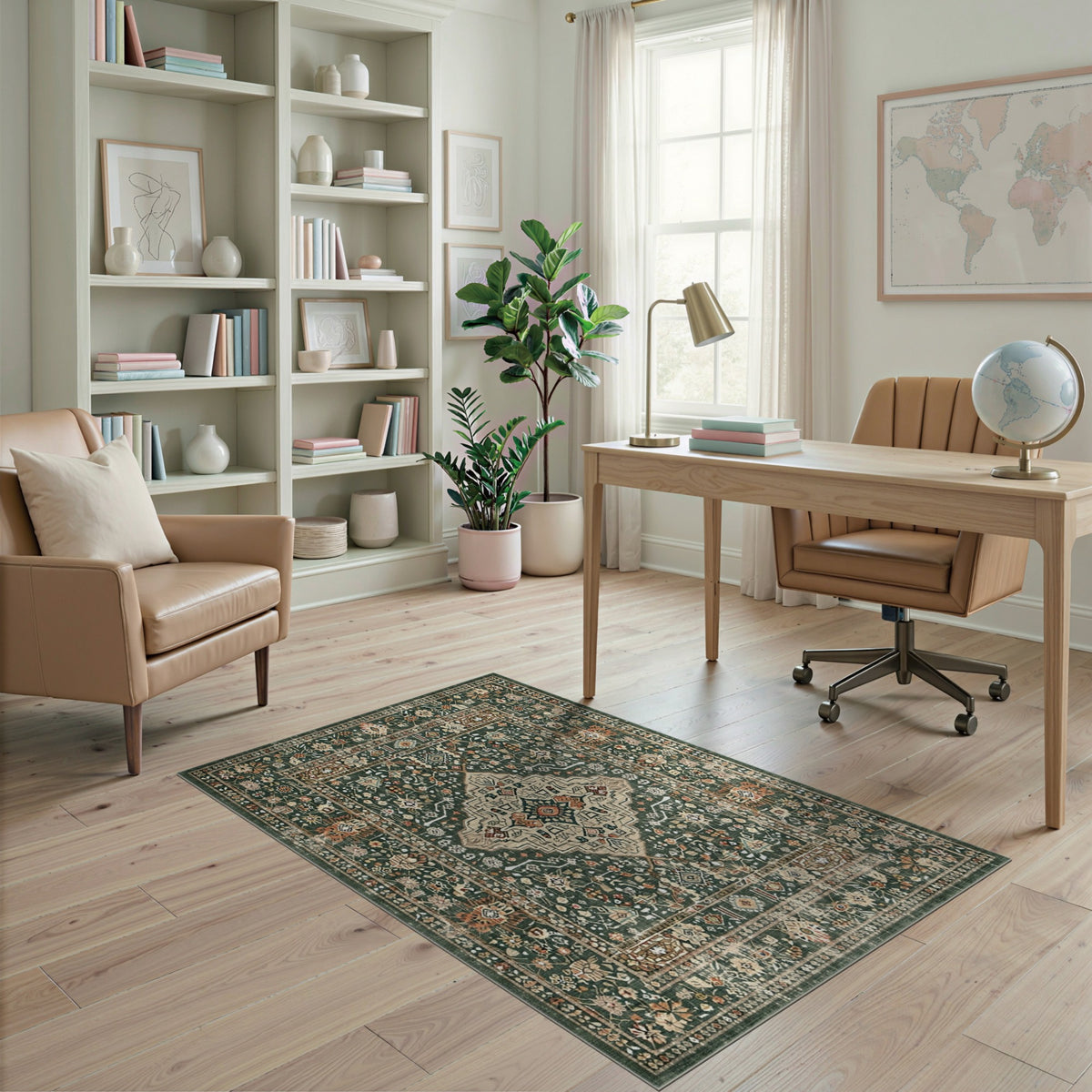 Green Floral Vintage No. 58 Area Rug