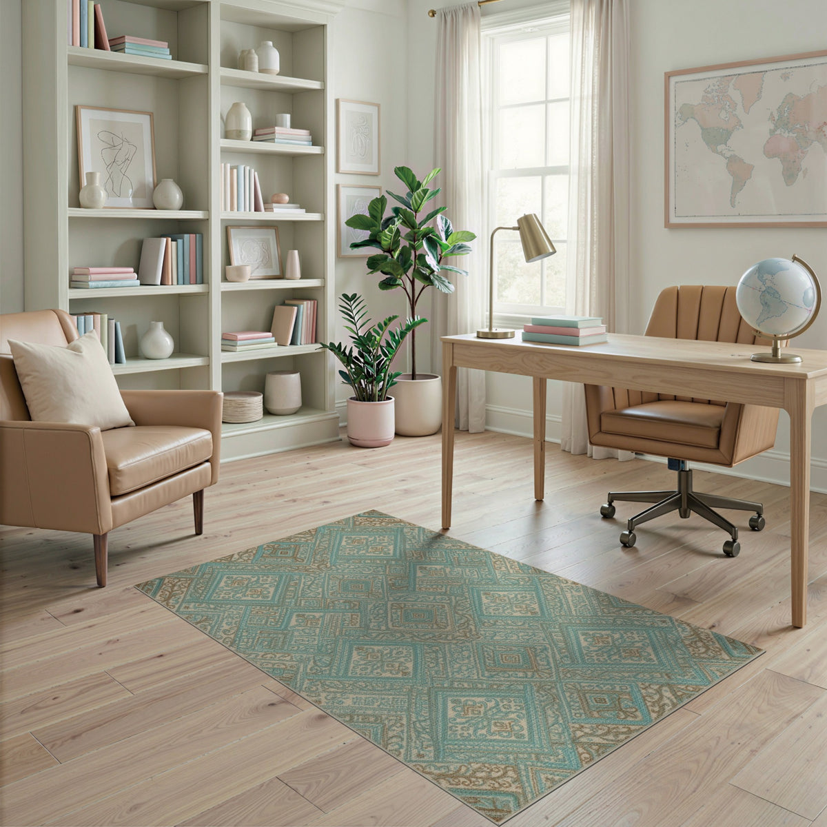 Diamond Geometric Modern Teal Geometric Diamond Area Rug
