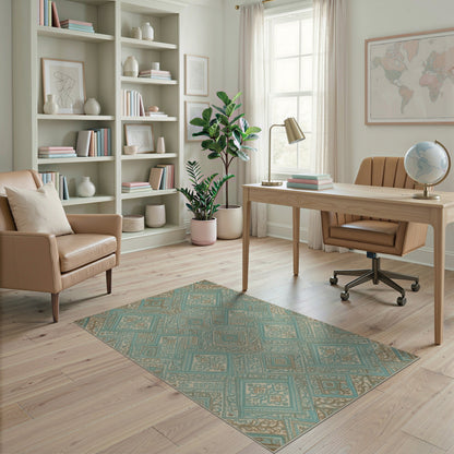 Diamond Geometric Modern Teal Geometric Diamond Area Rug