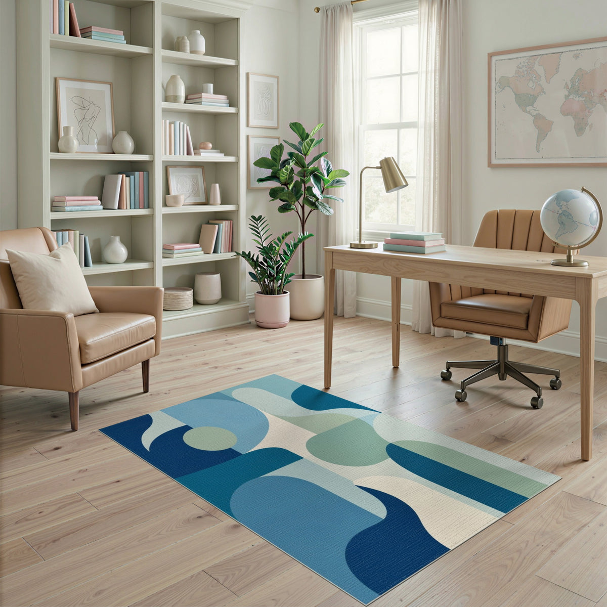 Abstract Area Blue and Teal Blue Teal Abstract Area Rug