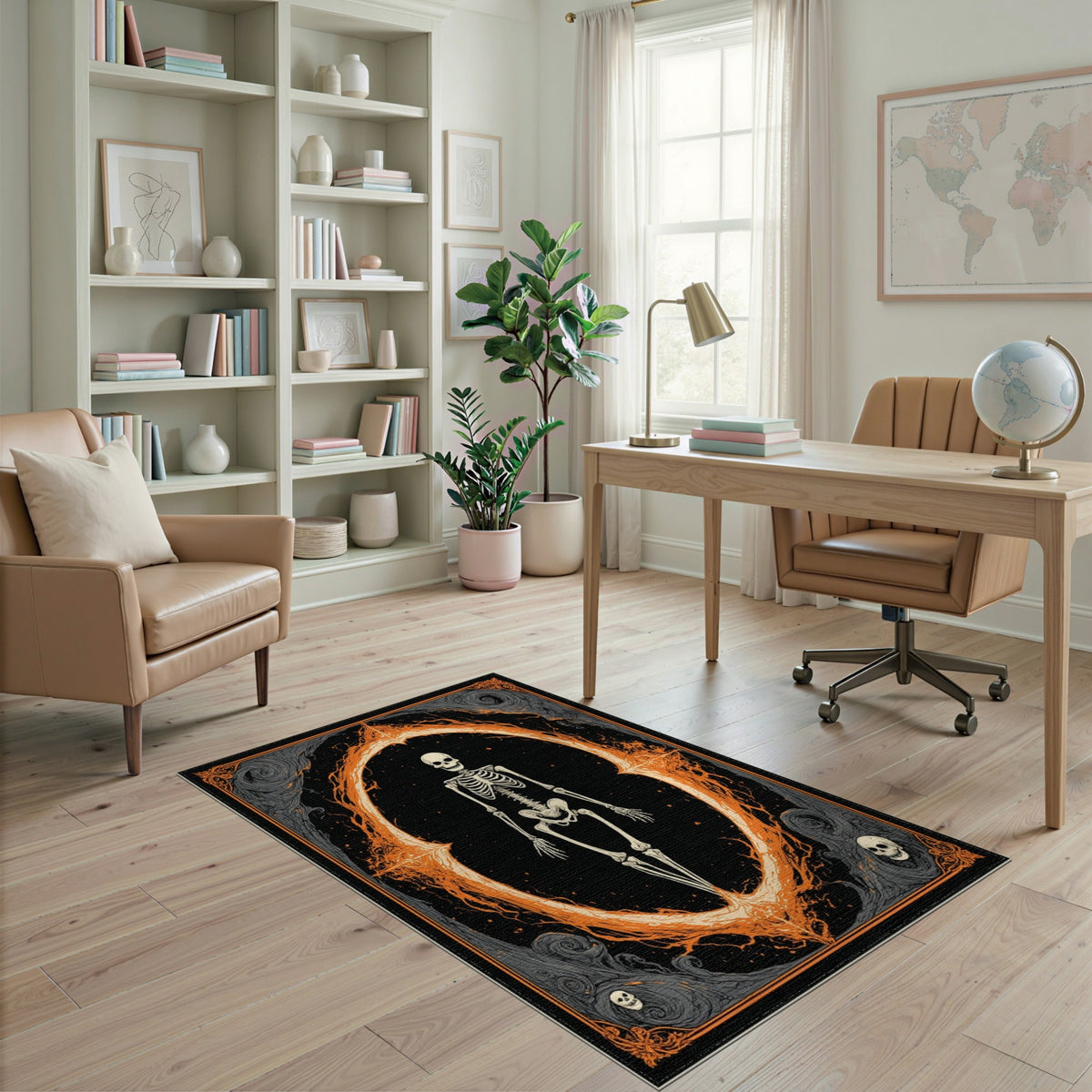 Gothic Skeleton Flame Area Rug