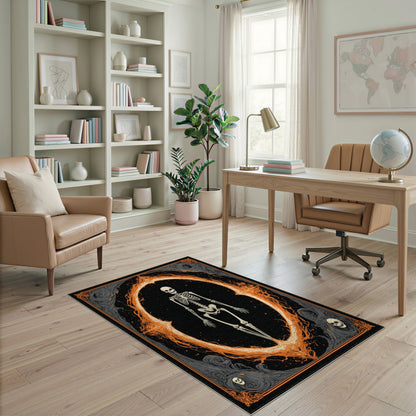 Gothic Skeleton Flame Area Rug