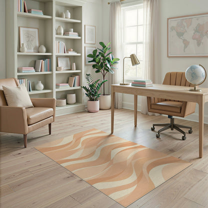 Beige Wavy Abstract Area Rug