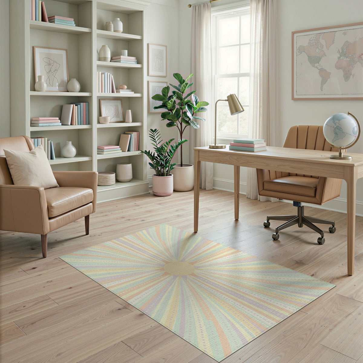 Pastel Sunburst Geometric Area Rug