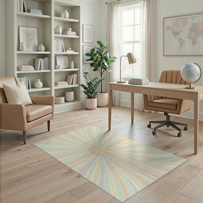 Pastel Sunburst Geometric Area Rug