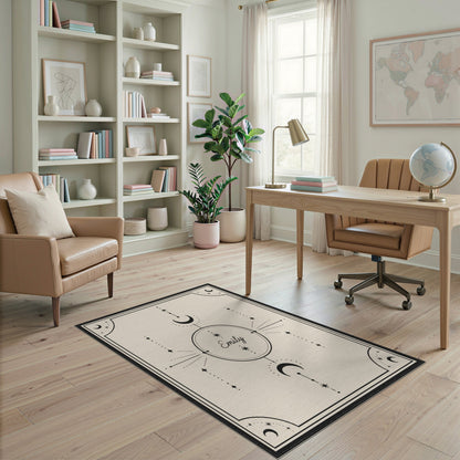 Black and White Celestial Moon Phase Area Rug