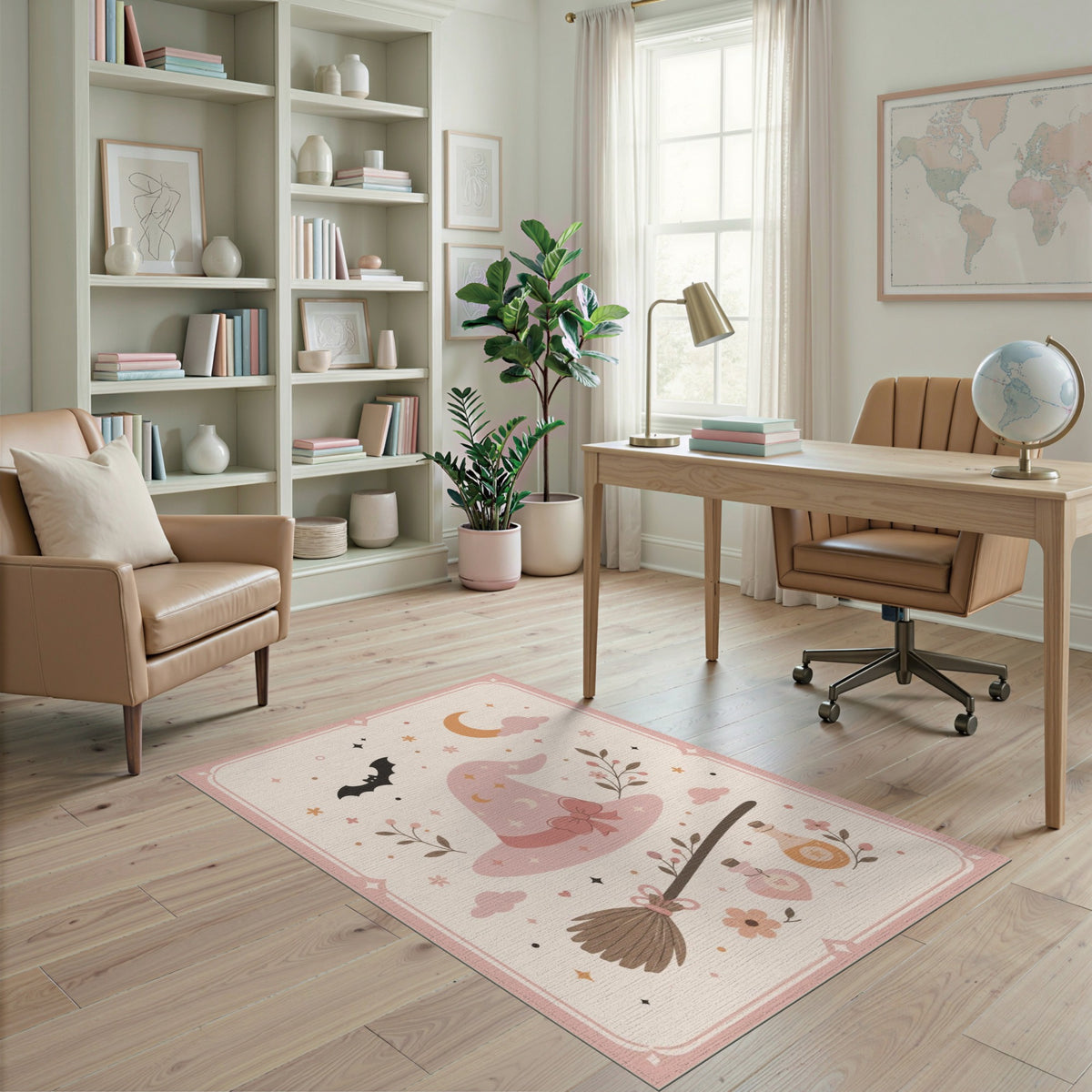 Pink Witch Hat Kids Area Rug