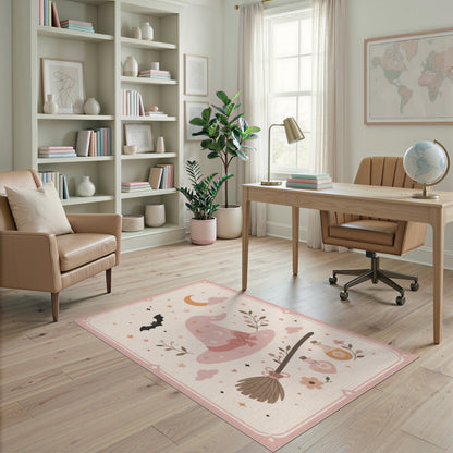 Pink Witch Hat Kids Area Rug