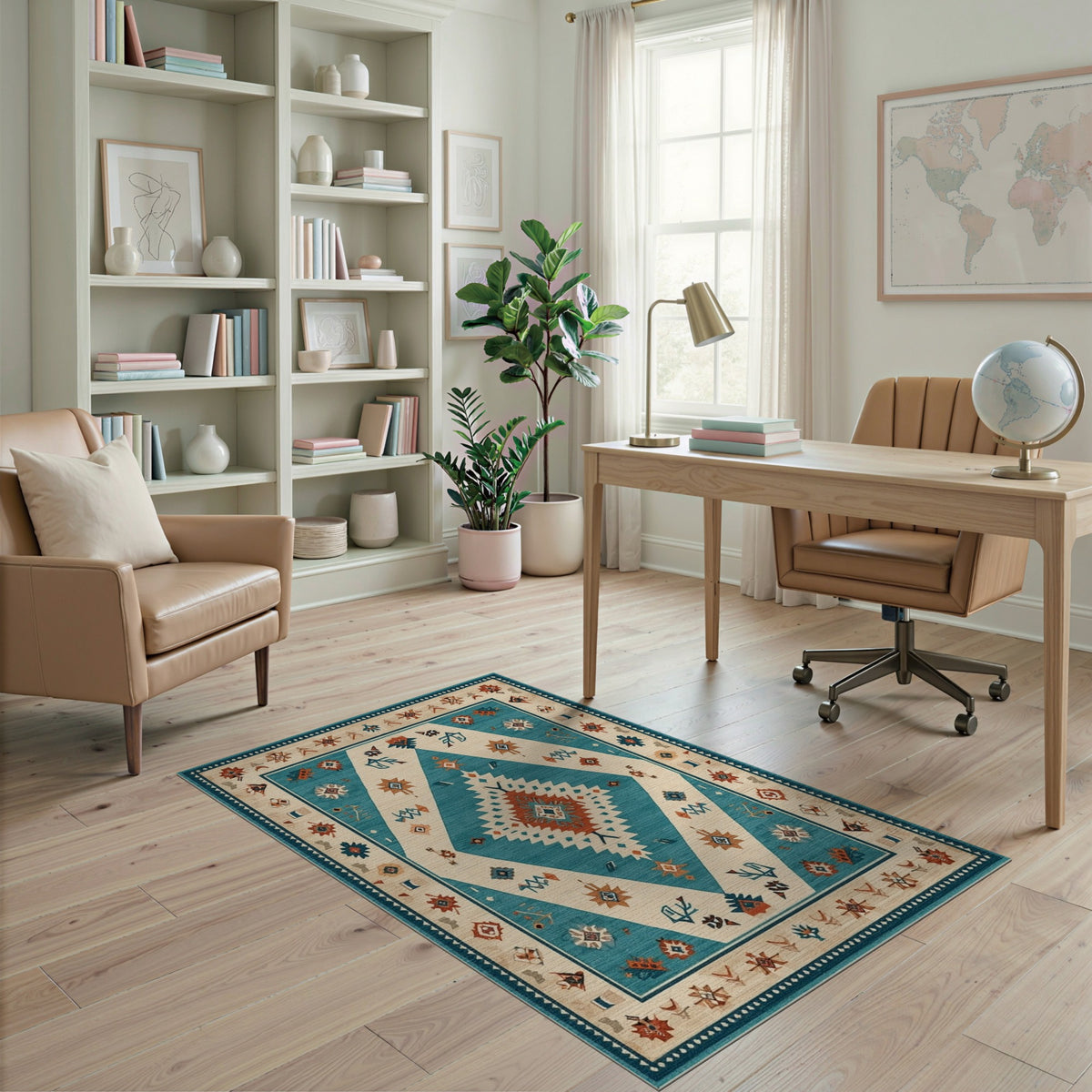Heritage Tribal Teal Diamond Area Rug