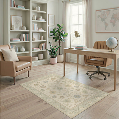 Blue Teal Floral Vintage Area Rug