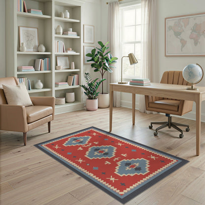 Red Southwestern Geometric Area Rug