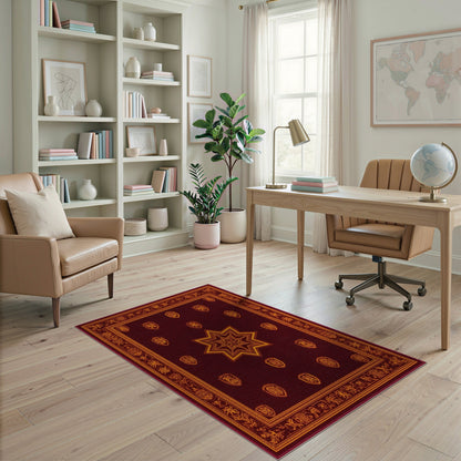 Red Starburst Geometric Modern Area Rug
