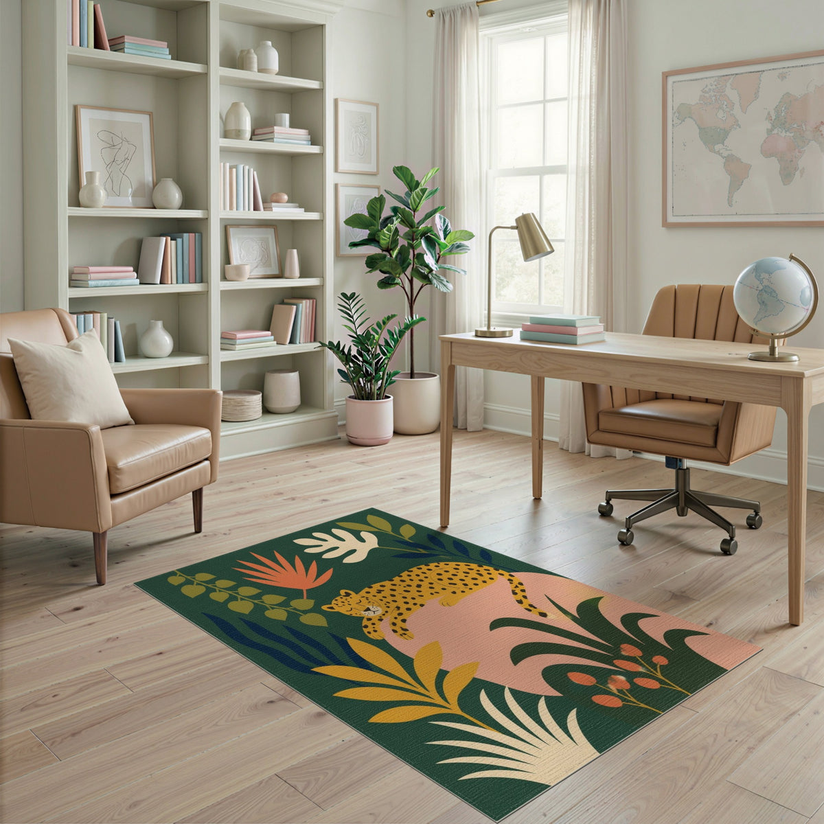 Sleeping Leopard Jungle Washable Area Rug