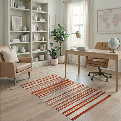 Orange Striped Orange Striped Geometric Area Rug