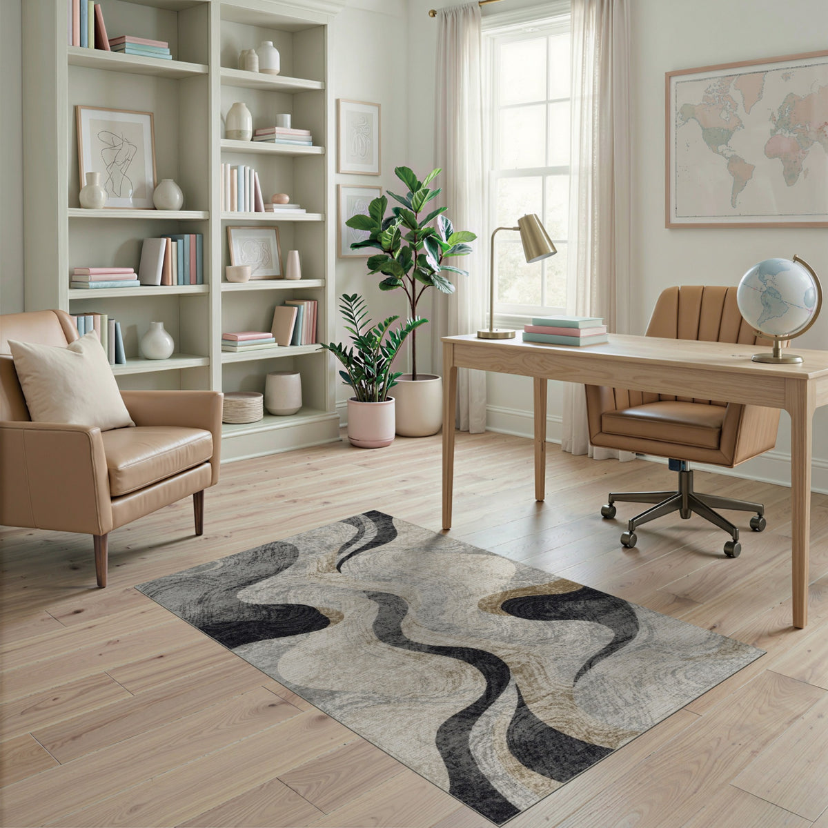 Abstract Swirl Grey Area Rug
