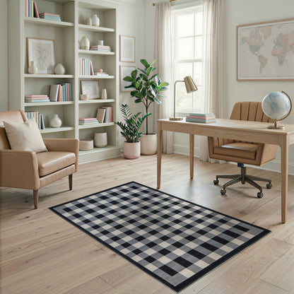 Black White Checkered Geometric No. 15 Area Rug