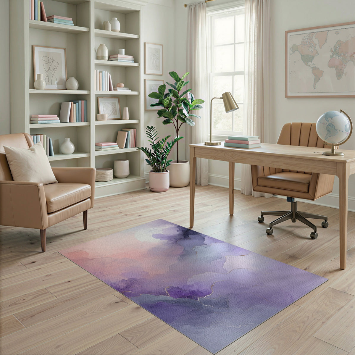 Purple Abstract Cloud Area Rug