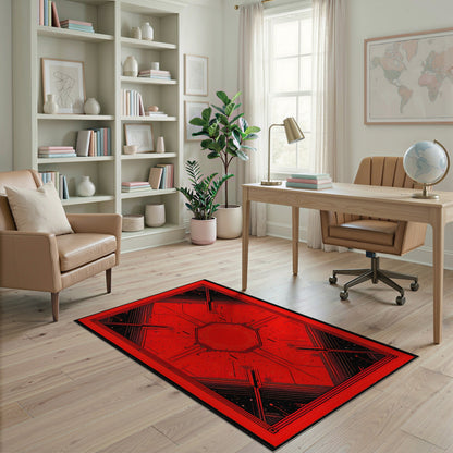 Red Geometric Octagon Area Rug