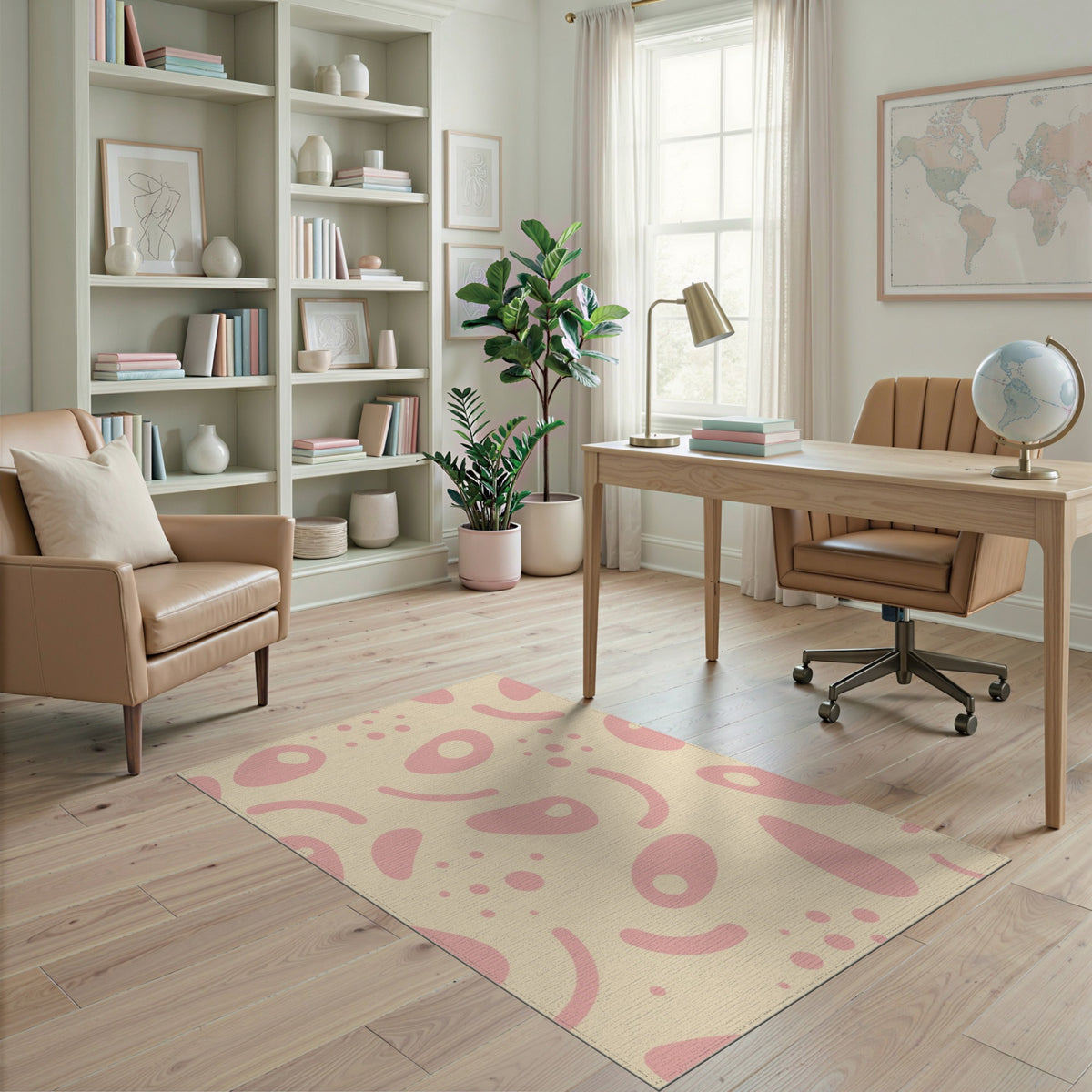 Pink Abstract Blob Area Rug