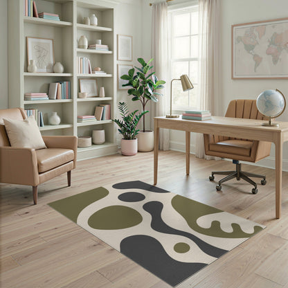 Olive Green Organic Abstract Area Rug