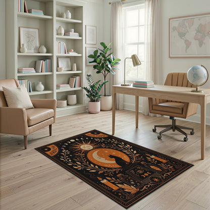 Celestial Cat Boho Area Rug